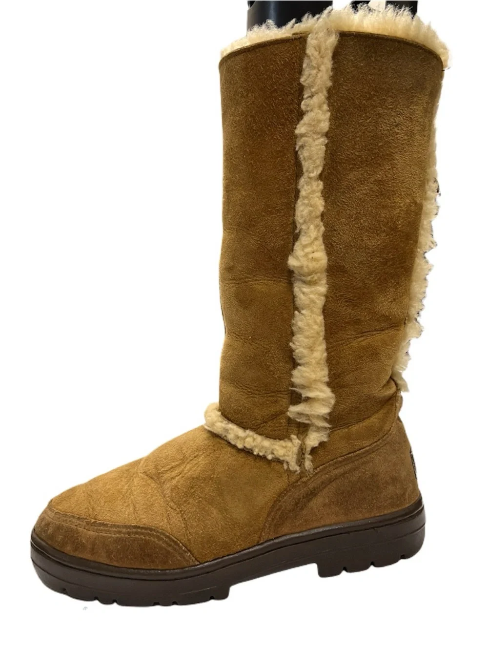 UGG Sundance Tall Winter Sheepskin Fur Boots Chestnut Suede Shearling Vintage